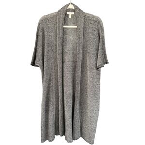 A4 Eileen Fisher Organic Linen‎ Cardigan Duster Gray Short Sleeve Small